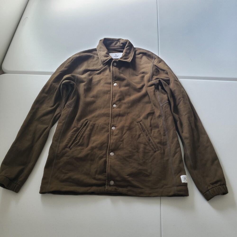 Reigning Champ Jacket Mens Medium Brown Snap Front Made In Canada